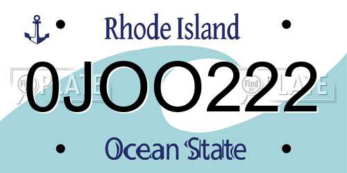 0JOO222 Rhode Island License Plate