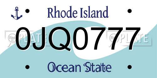 0JQ0777 Rhode Island License Plate