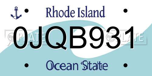 0JQB931 Rhode Island License Plate