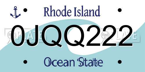 0JQQ222 Rhode Island License Plate