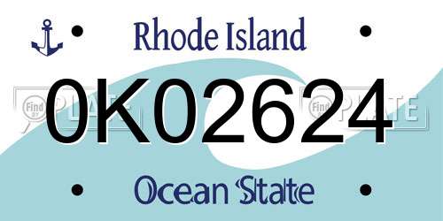 0K02624 Rhode Island License Plate