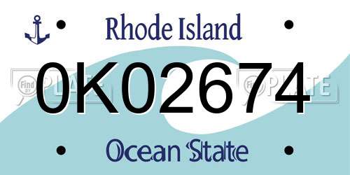 0K02674 Rhode Island License Plate