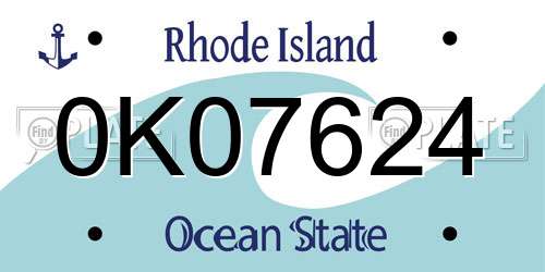 0K07624 Rhode Island License Plate
