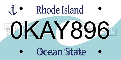 0KAY896 Rhode Island License Plate