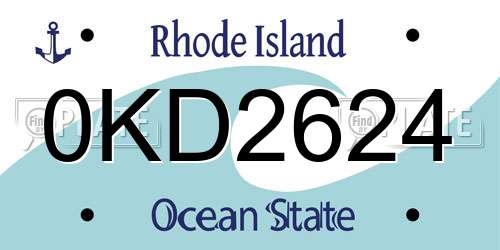 0KD2624 Rhode Island License Plate