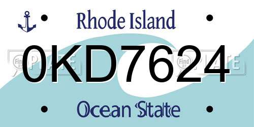 0KD7624 Rhode Island License Plate