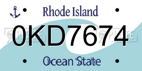 0KD7674 Rhode Island License Plate
