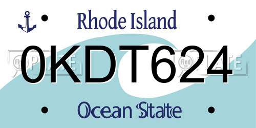 0KDT624 Rhode Island License Plate