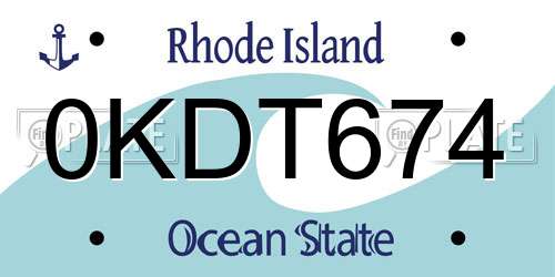 0KDT674 Rhode Island License Plate