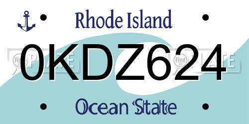 0KDZ624 Rhode Island License Plate