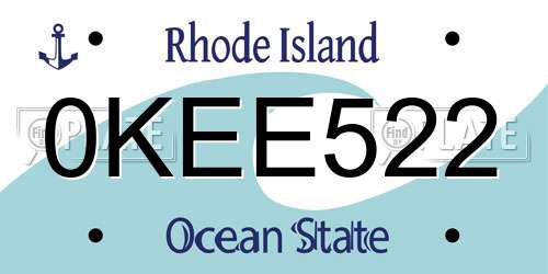 0KEE522 Rhode Island License Plate
