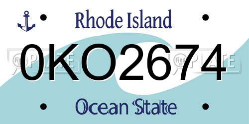 0KO2674 Rhode Island License Plate