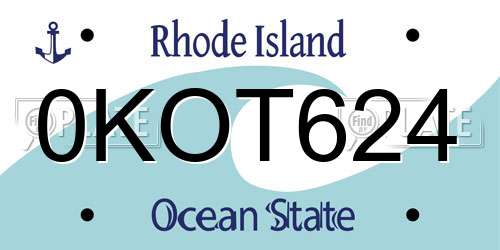 0KOT624 Rhode Island License Plate