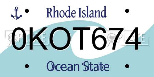 0KOT674 Rhode Island License Plate