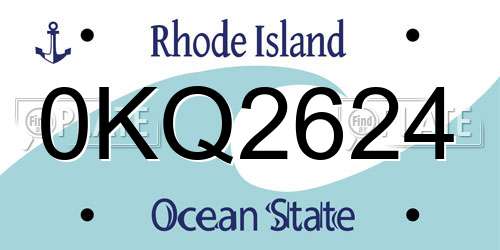0KQ2624 Rhode Island License Plate
