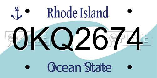 0KQ2674 Rhode Island License Plate