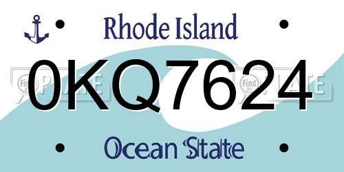 0KQ7624 Rhode Island License Plate