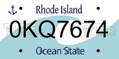 0KQ7674 Rhode Island License Plate