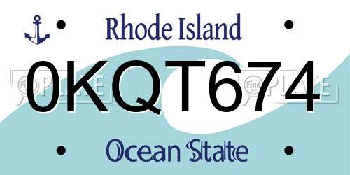 0KQT674 Rhode Island License Plate