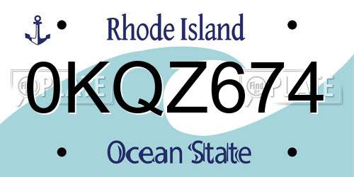0KQZ674 Rhode Island License Plate