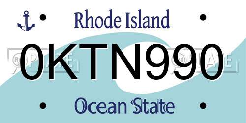 0KTN990 Rhode Island License Plate