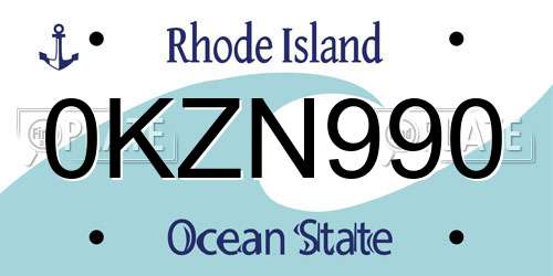 0KZN990 Rhode Island License Plate