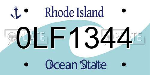 0LF1344 Rhode Island License Plate