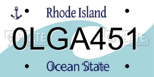 0LGA451 Rhode Island License Plate