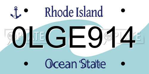 0LGE914 Rhode Island License Plate
