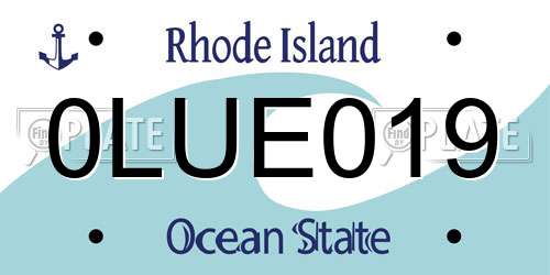 0LUE019 Rhode Island License Plate