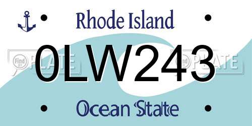 0LW243 Rhode Island License Plate