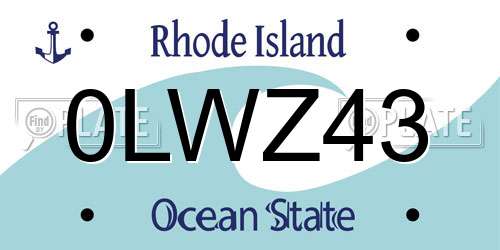 0LWZ43 Rhode Island License Plate