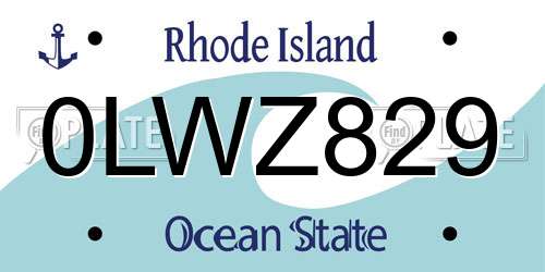 0LWZ829 Rhode Island License Plate