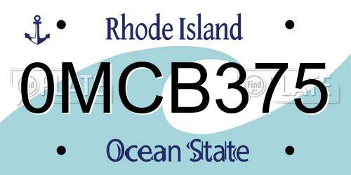 0MCB375 Rhode Island License Plate