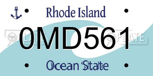 0MD561 Rhode Island License Plate