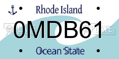 0MDB61 Rhode Island License Plate