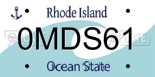 0MDS61 Rhode Island License Plate