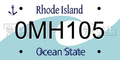 0MH105 Rhode Island License Plate