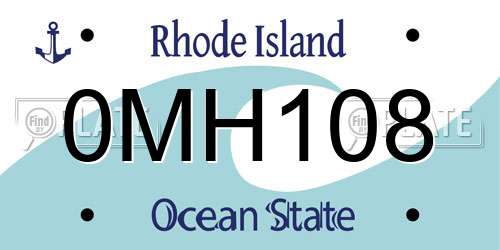0MH108 Rhode Island License Plate