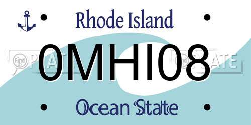 0MHI08 Rhode Island License Plate