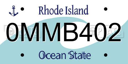0MMB402 Rhode Island License Plate