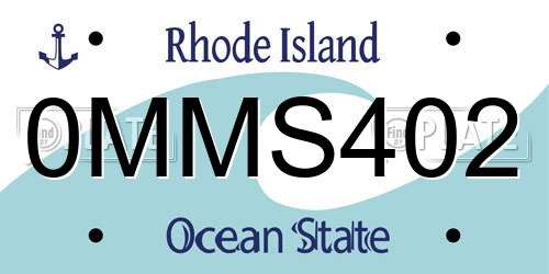 0MMS402 Rhode Island License Plate