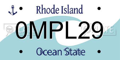 0MPL29 Rhode Island License Plate