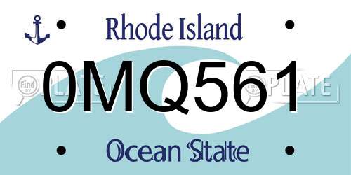 0MQ561 Rhode Island License Plate