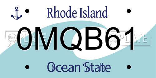 0MQB61 Rhode Island License Plate