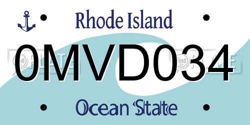 0MVD034 Rhode Island License Plate
