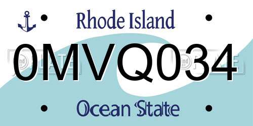 0MVQ034 Rhode Island License Plate