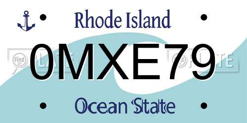 0MXE79 Rhode Island License Plate