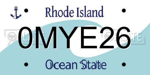 0MYE26 Rhode Island License Plate