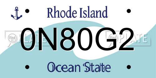 0N80G2 Rhode Island License Plate